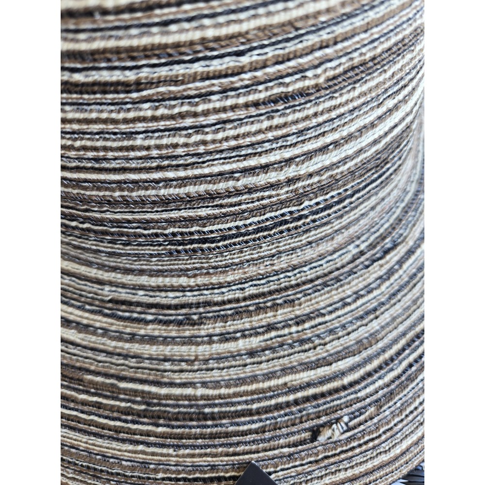 NWT Eddie Bauer Packable Straw Hat L/XL Brown Stripe Wide Brim Sun Hat Travel - Picture 14 of 15